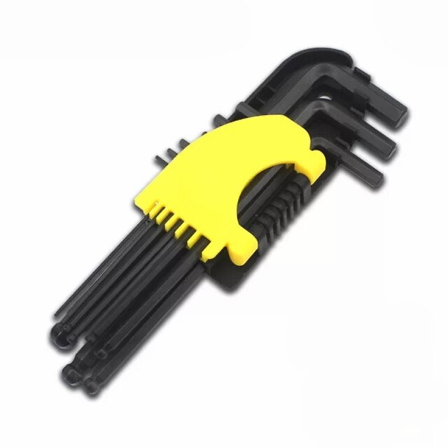 Jewii 9Pcs Hex Key Allen Wrench Ball Head Hex 1.5mm-10mm Metric Size Chromium-vanadium Steel Spanner Long Arm Tool Set
