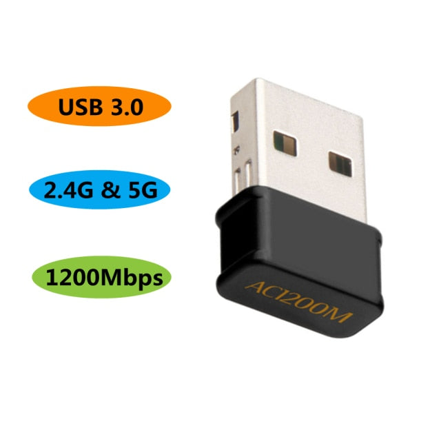 PzzPss Mini Wifi Adapter Wireless USB 1200Mbps 600Mbps Lan USB Ethernet 2.4G 5G Dual Band Wi-fi Network Card 802.11n/g/a/ac