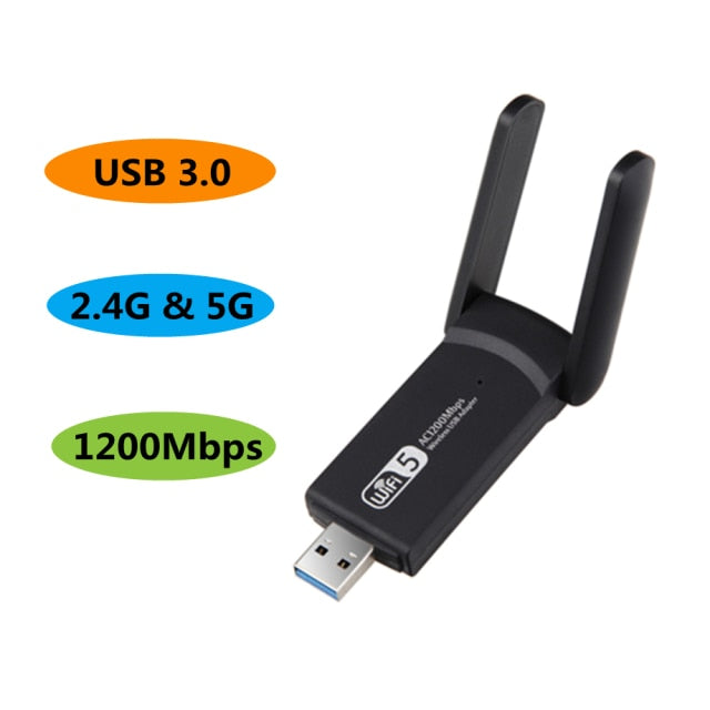 PzzPss Mini Wifi Adapter Wireless USB 1200Mbps 600Mbps Lan USB Ethernet 2.4G 5G Dual Band Wi-fi Network Card 802.11n/g/a/ac