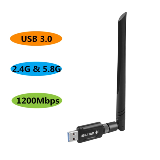 PzzPss Mini Wifi Adapter Wireless USB 1200Mbps 600Mbps Lan USB Ethernet 2.4G 5G Dual Band Wi-fi Network Card 802.11n/g/a/ac