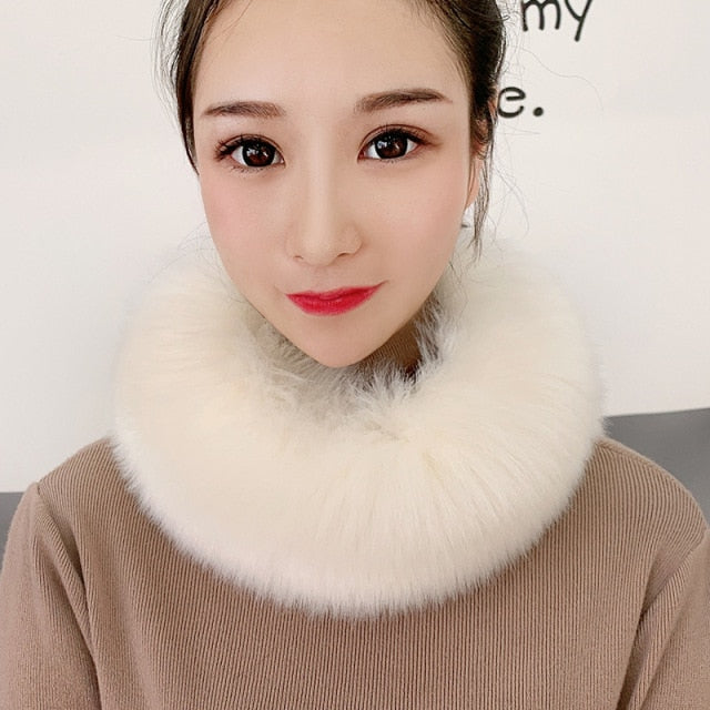 53CM Length Furry Scarves Winter Warm Women Fashion Faux Fox Fur Collar Scarf Shawl Stole Furry Neck Wrap Circles