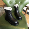 Women Split Leather Snow Boots Fashion Female Lace Up Platform Shoes Ladies Black Round Toe Zipper Style Ankle Boots 2021 Winter