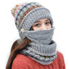2020 Hat winter women's Mask balaclava Hat for girls Scarf Thick Warm Fleece Inside Knitted Hat Scarf Set 3pcs Winter Hats