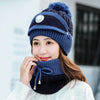 2020 Hat winter women's Mask balaclava Hat for girls Scarf Thick Warm Fleece Inside Knitted Hat Scarf Set 3pcs Winter Hats