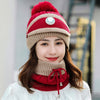 2020 Hat winter women's Mask balaclava Hat for girls Scarf Thick Warm Fleece Inside Knitted Hat Scarf Set 3pcs Winter Hats