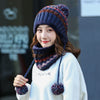2020 Hat winter women's Mask balaclava Hat for girls Scarf Thick Warm Fleece Inside Knitted Hat Scarf Set 3pcs Winter Hats