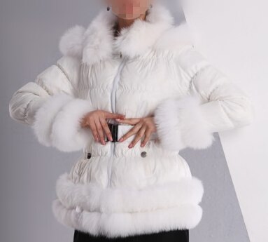 Furry Overcoat Winter Jacket Faux White Duck Down Abrigos Mujer Windproof Hooded Coat Fur Jacket Popular Puffer Jacket