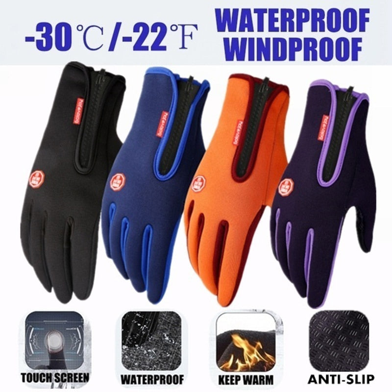 2021 Winter Gloves For Men Waterproof Windproof Cold Gloves Snowboard Motorcycle Riding Driving Warm Touch Screen Zipper Glove