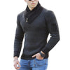 Stylish Men Sweater Knitted Long Sleeve Scarf Collar Simple Men Sweater Soft Color Block Slim Blouse Casual Sweater Streetwear