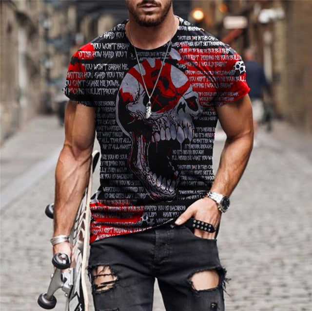 2021 summer new short-sleeved fashion trend men's 3d printed T-shirt round neck half-sleeved casual top