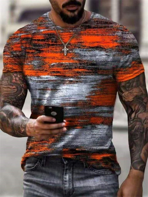 2021 summer new short-sleeved fashion trend men's 3d printed T-shirt round neck half-sleeved casual top