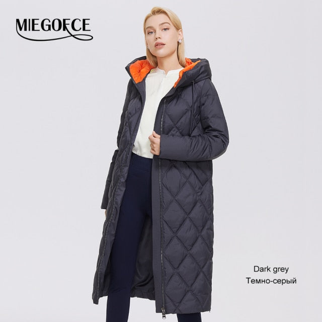 MIEGOFCE 2021 Winter Ladies Jacket Lengthened Style Women Padded Parka Thickened Warm Cotton Women Coat D21845