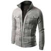 2021 New Men's Stand Collar Sweatshirts Cardigan for Male Fleece Inclined Pocket Jacket  Sweatshirt