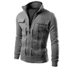 2021 New Men's Stand Collar Sweatshirts Cardigan for Male Fleece Inclined Pocket Jacket  Sweatshirt