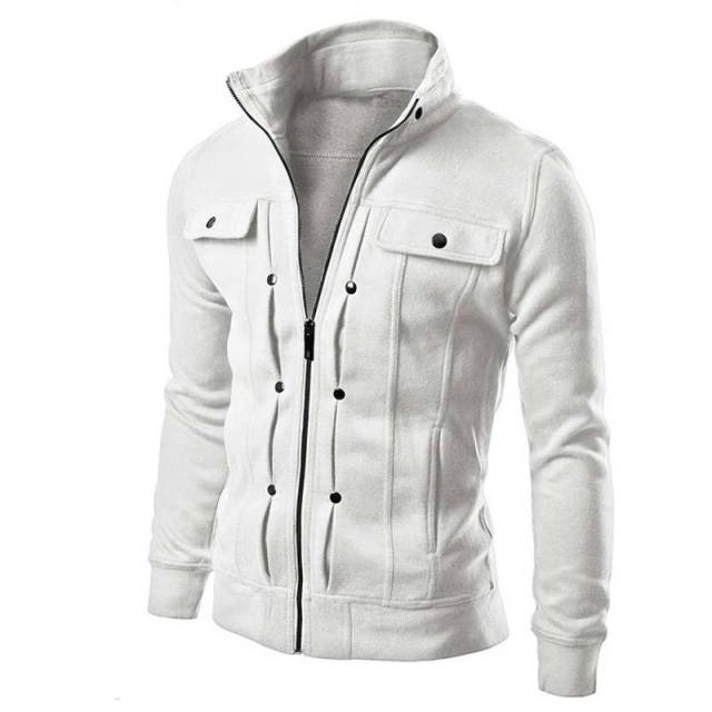 2021 New Men's Stand Collar Sweatshirts Cardigan for Male Fleece Inclined Pocket Jacket  Sweatshirt