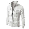 2021 New Men's Stand Collar Sweatshirts Cardigan for Male Fleece Inclined Pocket Jacket  Sweatshirt