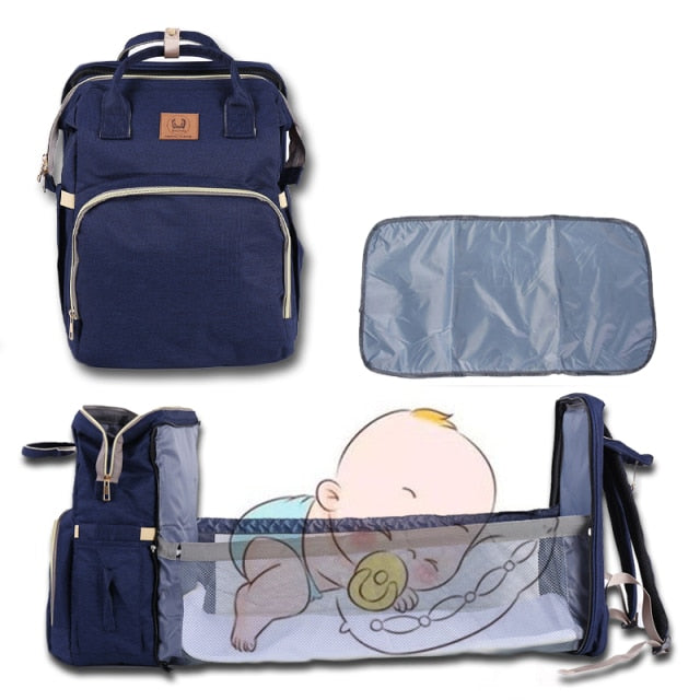 Baby Diaper Bag Bed Backpack For Mom Maternity Bag For Stroller Nappy Bag Large Capacity Nursing Bag for Baby Care Upgrade Hooks