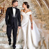 LORIE Princess Wedding Dress With Long Train Satin Mermaid Bride Dresses Off The Shoulder Wedding Party Dress Long Train
