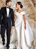 LORIE Princess Wedding Dress With Long Train Satin Mermaid Bride Dresses Off The Shoulder Wedding Party Dress Long Train