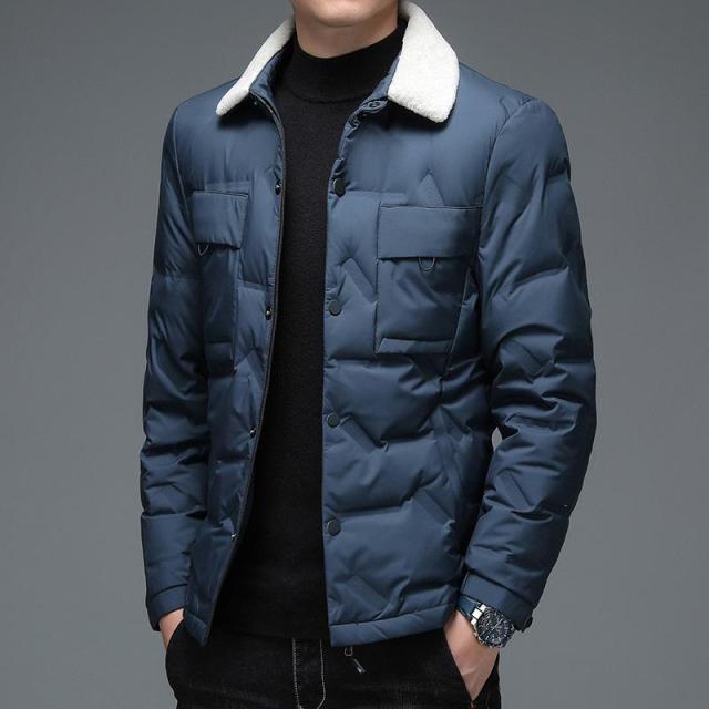 Top Grade New Brand Casual Fashion Fur Collar Winter Jacket Men Premium Duck Down Windbreaker Puffer Coats Mens Clothing 2021