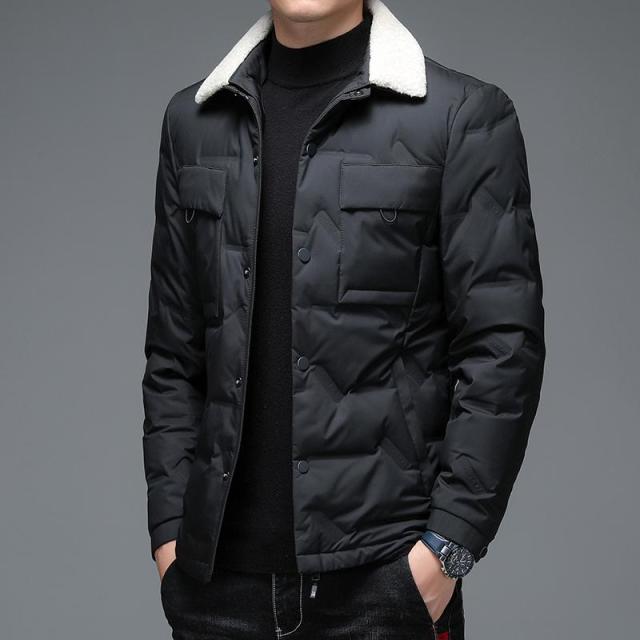 Top Grade New Brand Casual Fashion Fur Collar Winter Jacket Men Premium Duck Down Windbreaker Puffer Coats Mens Clothing 2021