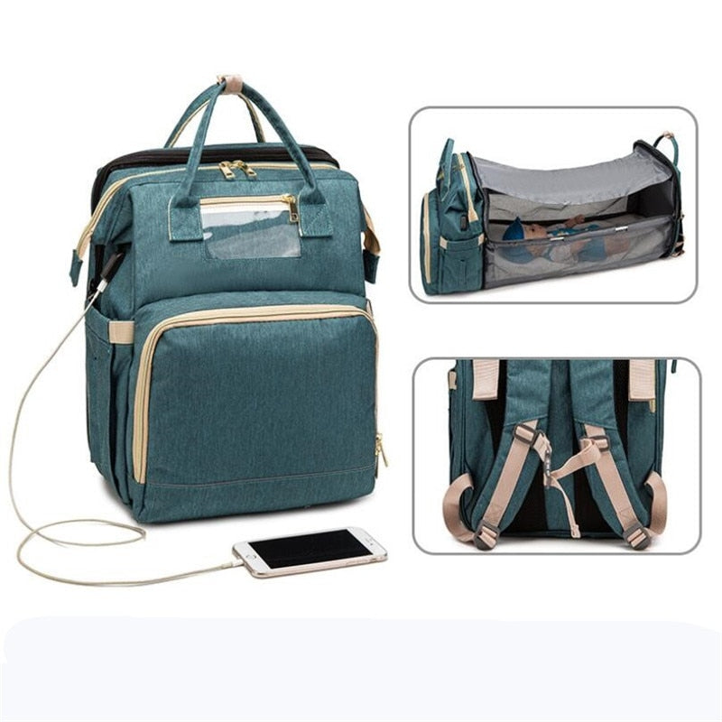 Large Capacity Diaper Bag Backpack Multifunctional Foldable Baby Bed Crib Bag Maternity Handbag Stroller Bag Insulation Nursing