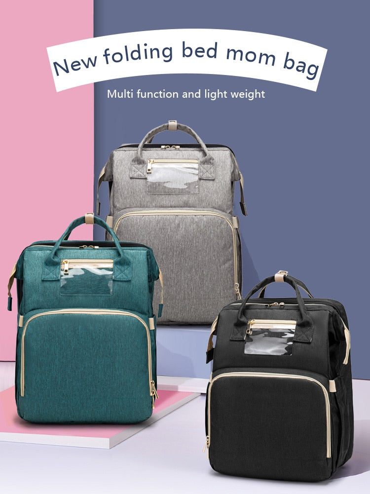 Large Capacity Diaper Bag Backpack Multifunctional Foldable Baby Bed Crib Bag Maternity Handbag Stroller Bag Insulation Nursing