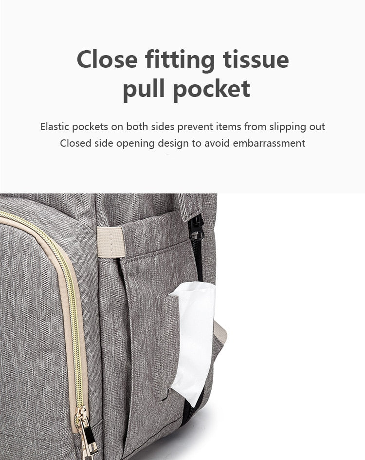 Large Capacity Diaper Bag Backpack Multifunctional Foldable Baby Bed Crib Bag Maternity Handbag Stroller Bag Insulation Nursing