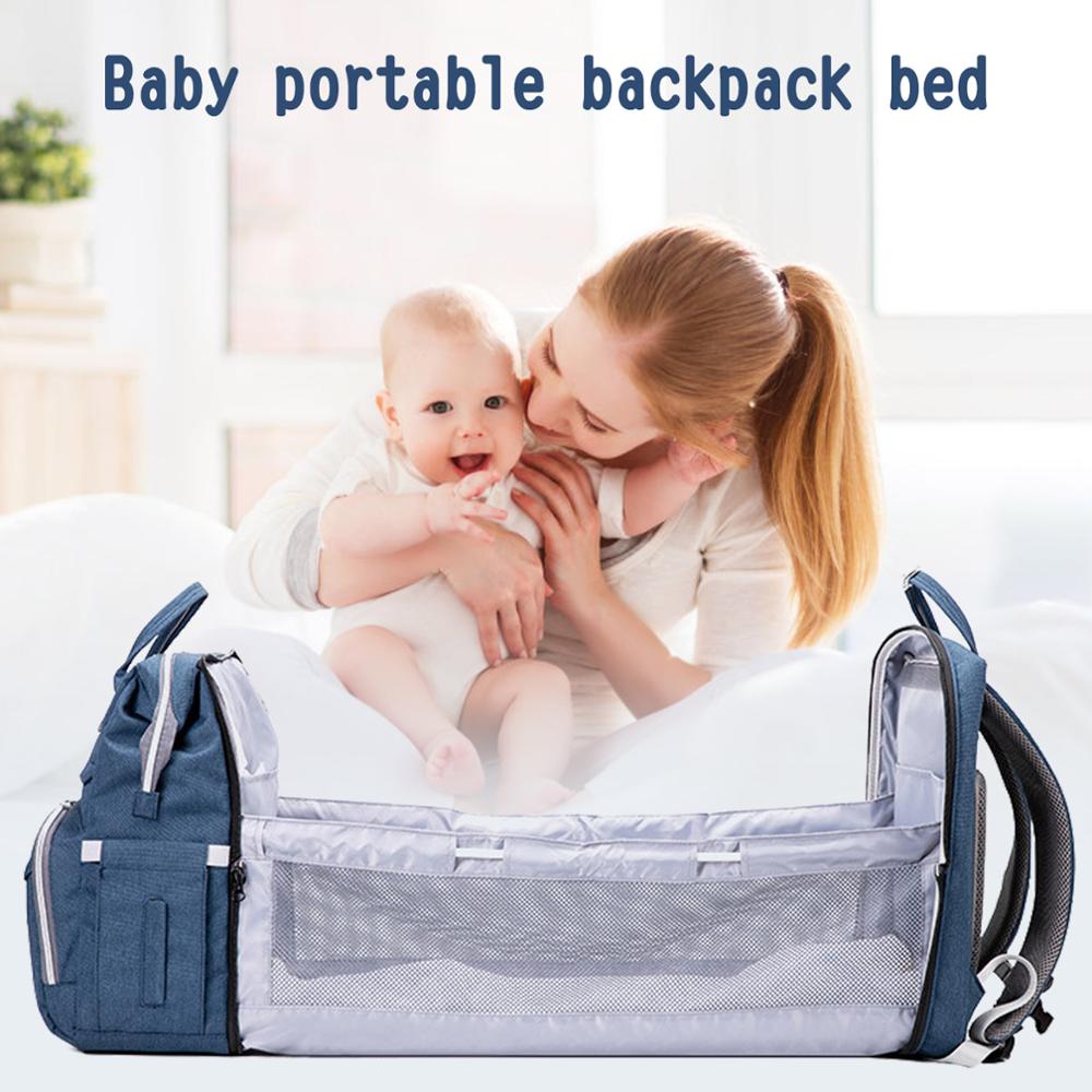 Multifunctional Portable Large Mom Diaper Bag Folding Baby Travel Large Backpack Baby Bed Diaper Changing Table Pads For Outdoor