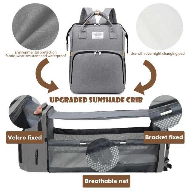 Multifunctional Portable Large Mom Diaper Bag Folding Baby Travel Large Backpack Baby Bed Diaper Changing Table Pads For Outdoor
