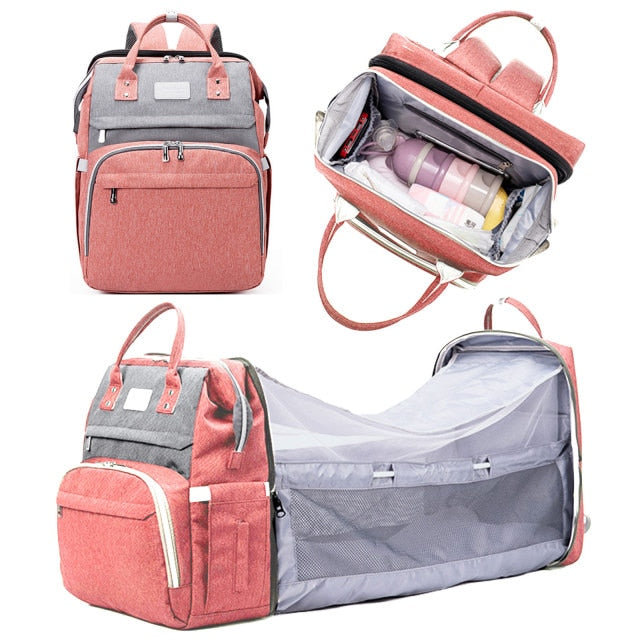 Multifunctional Portable Large Mom Diaper Bag Folding Baby Travel Large Backpack Baby Bed Diaper Changing Table Pads For Outdoor