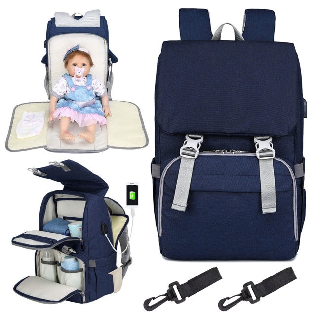Multifunctional Portable Large Mom Diaper Bag Folding Baby Travel Large Backpack Baby Bed Diaper Changing Table Pads For Outdoor