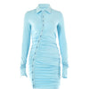 Articat Casual Women's Dresses Buttons Elegant Autumn Sexy Bodycon Holiday Dress Y2K Female Office Clothing New 2021