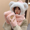 ZDFURS*Autumn and winter hat female plush thick double-layer northeast hat warm cycling neck scarf scarf gloves one gift