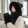 ZDFURS*Autumn and winter hat female plush thick double-layer northeast hat warm cycling neck scarf scarf gloves one gift