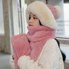 ZDFURS*Autumn and winter hat female plush thick double-layer northeast hat warm cycling neck scarf scarf gloves one gift