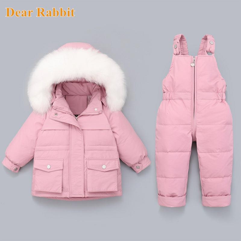 2021 Winter down jacket Jumpsuit for Baby Boy Girl Clothes Clothing Set 2pcs Overalls for children Toddler Snowsuit coat 1-4 yrs