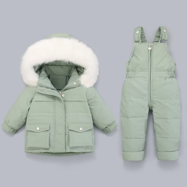 2021 Winter down jacket Jumpsuit for Baby Boy Girl Clothes Clothing Set 2pcs Overalls for children Toddler Snowsuit coat 1-4 yrs
