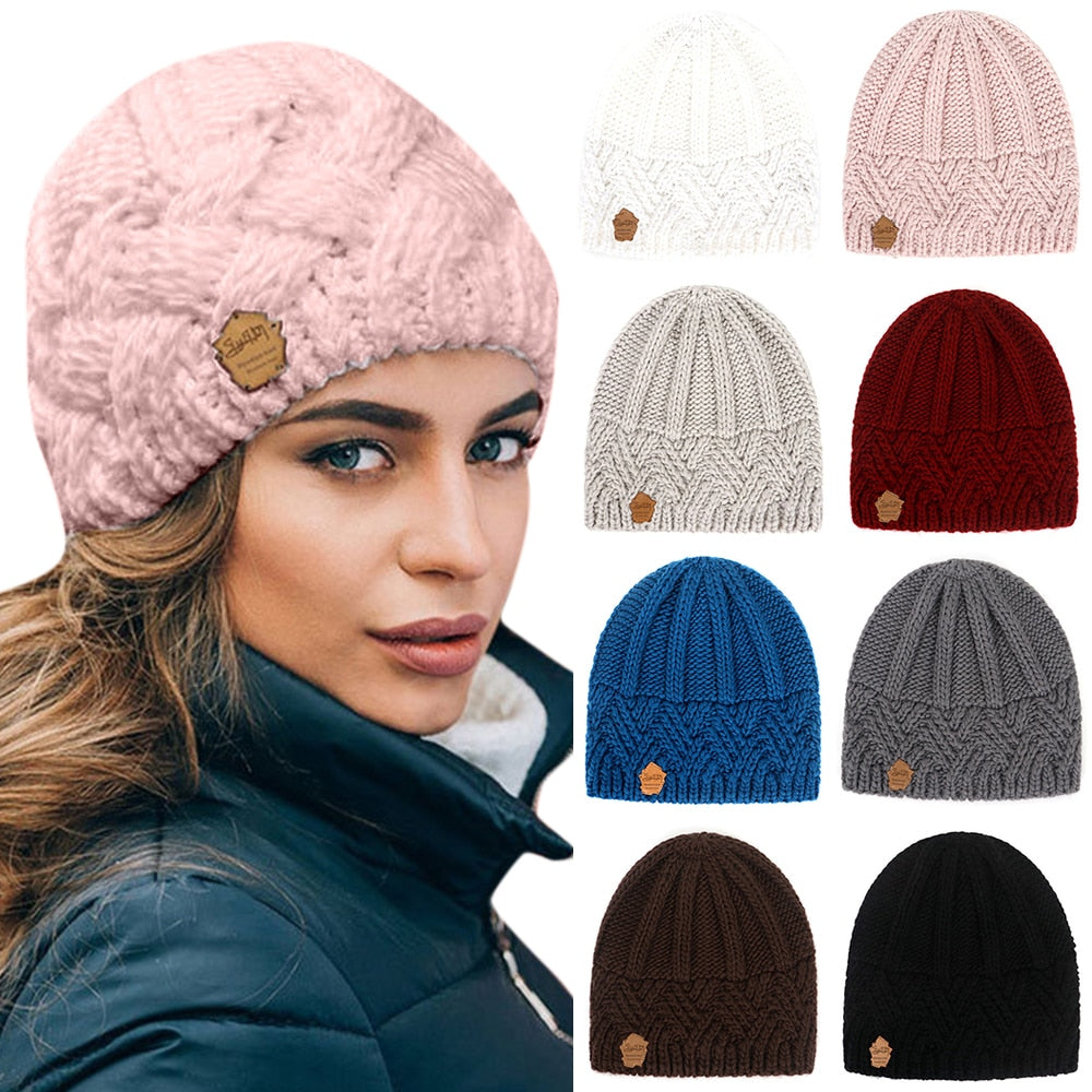 Women Hat Winter Ladies Men Knitted Winter Antique Diamond Lattice Oversized Solid Beanie Hat Cap Skateboard Hats