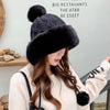 Autumn And Winter Women's Hat, Big Hair Ball And Woolen Yarn Hat, Outdoor Warm Knit Hat, Solid Satin Hat, Cashmere Ladies Cap