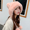 Autumn And Winter Women's Hat, Big Hair Ball And Woolen Yarn Hat, Outdoor Warm Knit Hat, Solid Satin Hat, Cashmere Ladies Cap