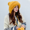 Autumn And Winter Women's Hat, Big Hair Ball And Woolen Yarn Hat, Outdoor Warm Knit Hat, Solid Satin Hat, Cashmere Ladies Cap