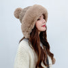 Autumn And Winter Women's Hat, Big Hair Ball And Woolen Yarn Hat, Outdoor Warm Knit Hat, Solid Satin Hat, Cashmere Ladies Cap