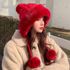 Autumn And Winter Women's Hat, Big Hair Ball And Woolen Yarn Hat, Outdoor Warm Knit Hat, Solid Satin Hat, Cashmere Ladies Cap