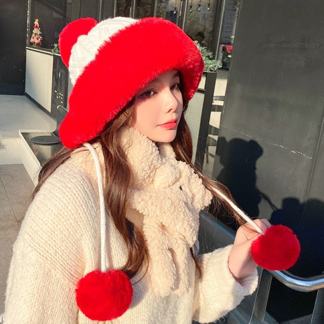Autumn And Winter Women's Hat, Big Hair Ball And Woolen Yarn Hat, Outdoor Warm Knit Hat, Solid Satin Hat, Cashmere Ladies Cap