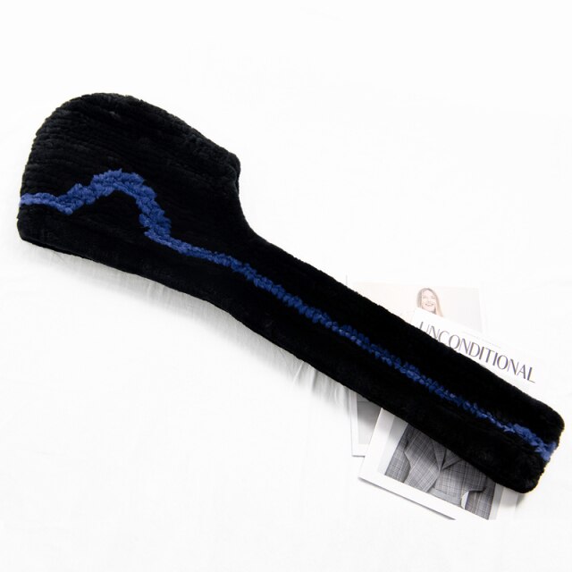 ZDFURS * 2021 new Women Real Knitted Rex Rabbit Fur Hat Hooded Scarf Long Winter Warm Fur Hat With Neck Collar Scarves hat scarf