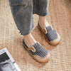 Veowalk Women Striped Linen Cotton Fabric Loafers Comfortable Slip On Sneakers Ladies Casual Flats Shoes Handmade Espadrilles