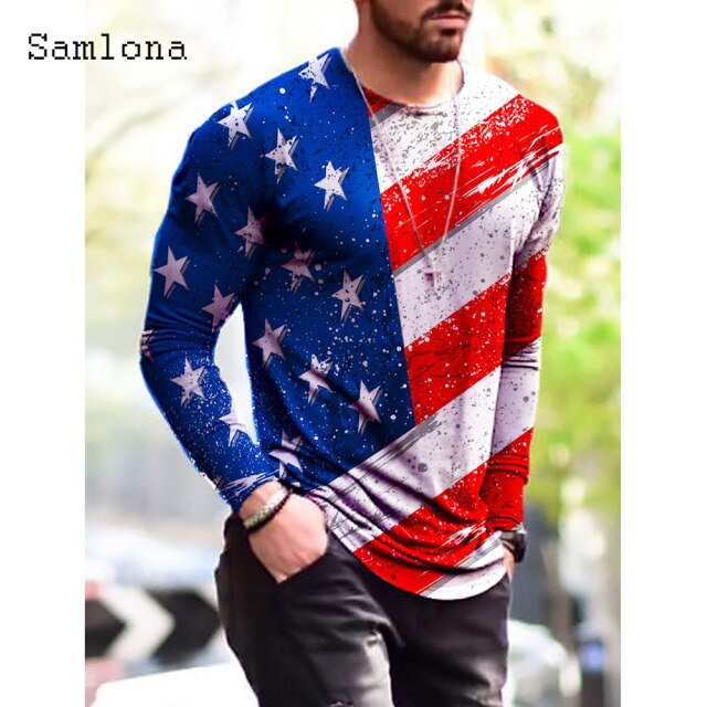 Plus Size 3xl Mens Fashion T-shirt Long Sleeve 3D Print Tops Streetwear Masculinas 2021 Autumn Casual Pullovers Men Tees Shirt