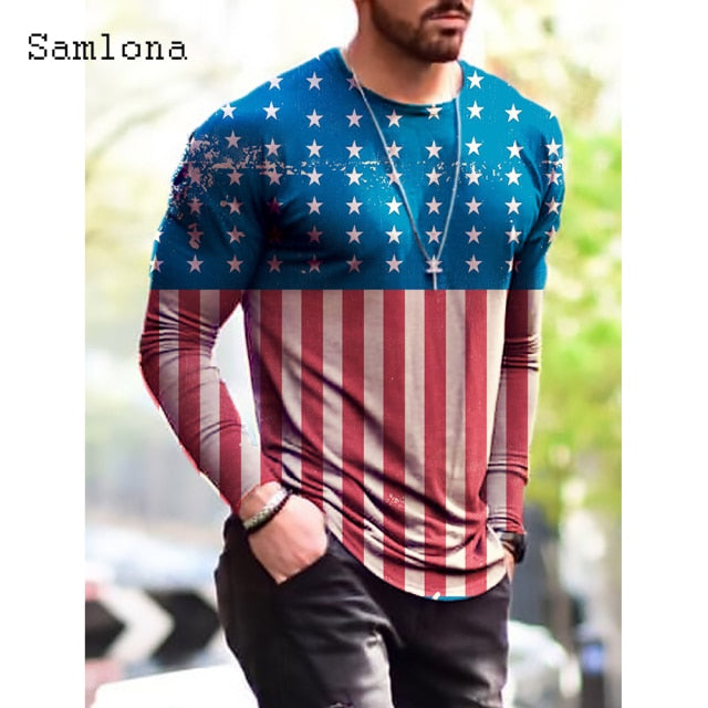 Plus Size 3xl Mens Fashion T-shirt Long Sleeve 3D Print Tops Streetwear Masculinas 2021 Autumn Casual Pullovers Men Tees Shirt