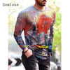 Plus Size 3xl Mens Fashion T-shirt Long Sleeve 3D Print Tops Streetwear Masculinas 2021 Autumn Casual Pullovers Men Tees Shirt